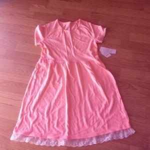 P.     NWT wonder nation girls dress, peach color sz Lg 10/12